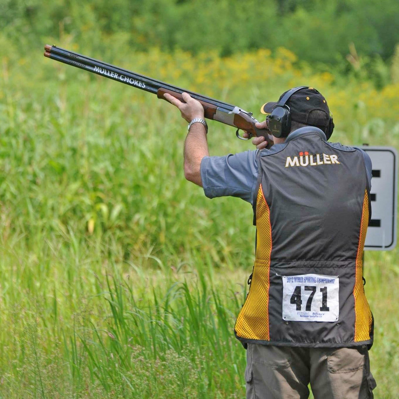 Jimmy Muller competitively shooting while using his groundbreaking Muller Chokes FetherLite Competition Chokes