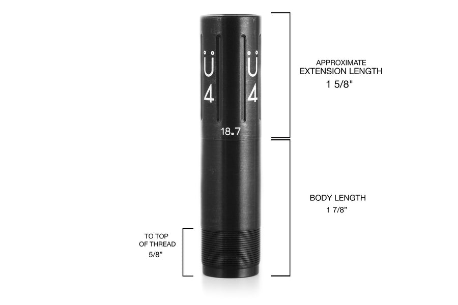 Perazzi 18.7 BORE (.736) Generation 4 choke tube, 12 gauge choke tube, Featherlite Competition Choke Tube, muller choke tube, Shotgun choke tube, hunting choke tube, competitive shooting choke tube, skeet shooting choke tube, trap shooting choke tube, clay shooting choke tube