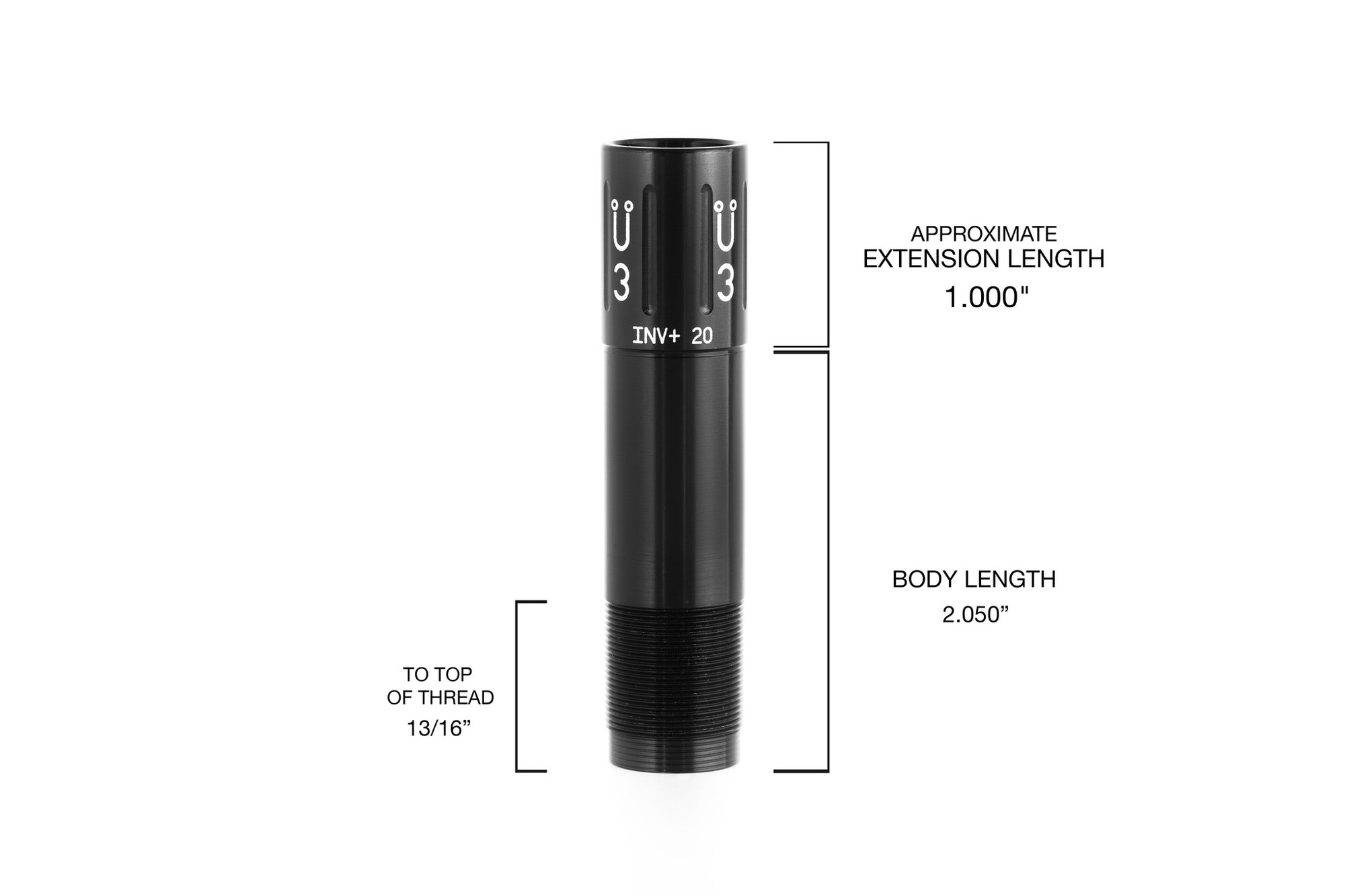Browning INVECTOR PLUS choke tube, INV+ choke tube, 20 gauge choke tube, featherlite choke tube, competition choke tube, muller choke tube, Shotgun choke tube, hunting choke tube, competitive shooting choke tube, skeet shooting choke tube, trap shooting choke tube, clay shooting choke tube