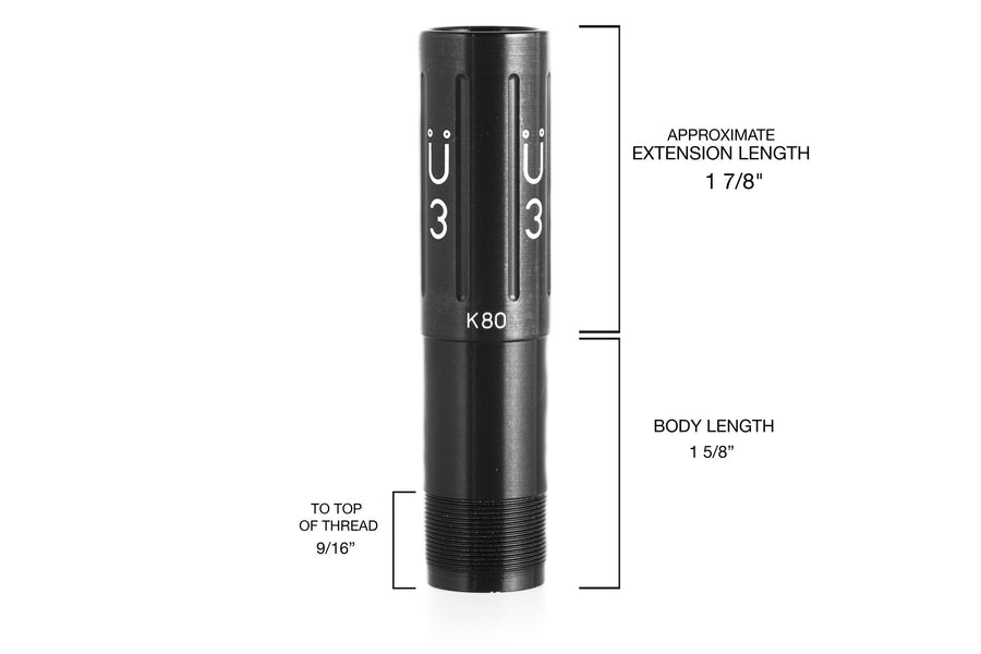 Krieghoff K80 choke tube, 12 gauge choke tube, Featherlite Competition Choke Tube, muller choke tube, Shotgun choke tube, hunting choke tube, competitive shooting choke tube, skeet shooting choke tube, trap shooting choke tube, clay shooting choke tube 
